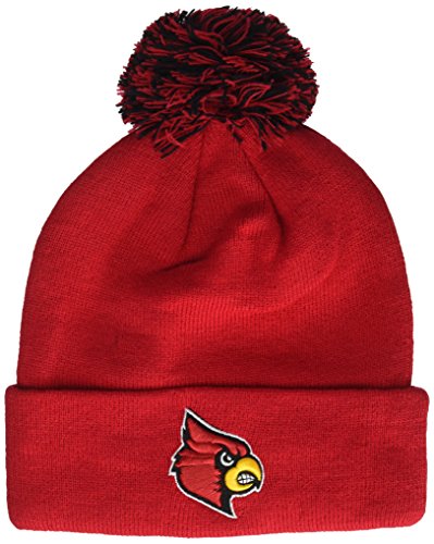 NCAA Zephyr Louisville Cardinals Mens Pom Knit Beanie, Adjustable, Team Color