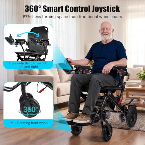 Image of [2026 Upgrade] Electric Wheelchairs for Adults: Foldable and Lightweight, 20+ Mile Travel Range, Max Support 350 lbs, 500W Brushless Motor Power for Seniors, All-Terrain Tires