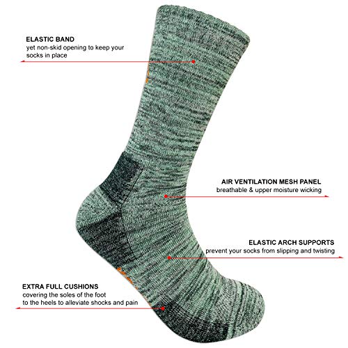 Kony Men's 5 Pairs Thick Cushion Hiking Walking Socks, Wicking Outdoor Sports Crew Socks (Mix-1, Medium(Us Shoe Size 8-11)) #TOP1