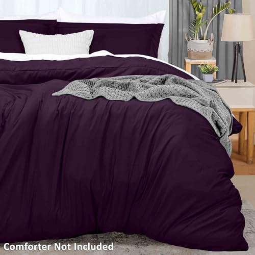 Utopia Bedding Duvet Cover Full Size - 3 Piece with Zipper Closure - 1 Comforter Cover 80X90 Inches & 2 Pillow Shams 20X26 Inches (Purple) Comforter Not Included