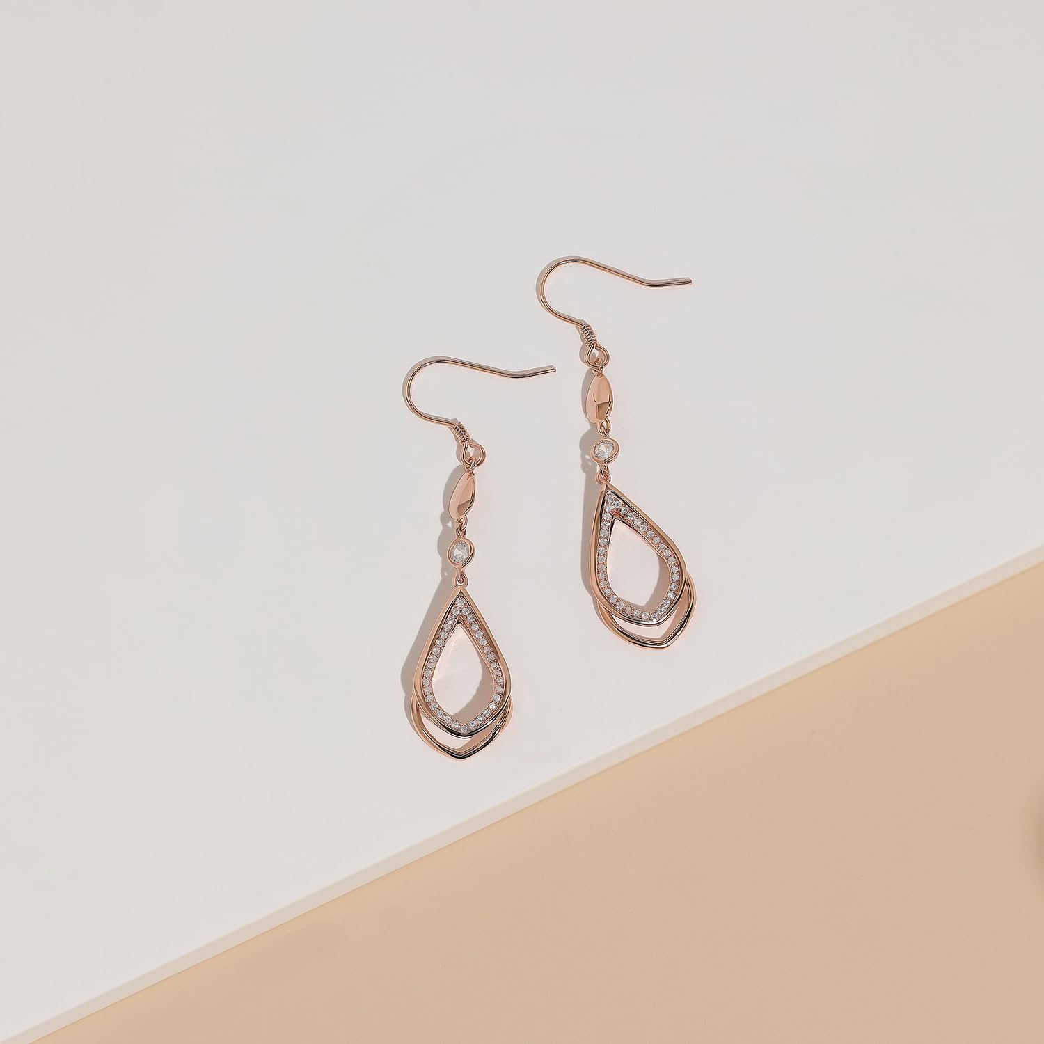 Meissa Orecchini Donna Pendenti Lunghi Argento 925 Orecchini Dorati Piercing Cerchio Piccoli con Pendenti Pietra Gioielleria Donna Regalo Sposa Moglie Anniversario (oro rosa)