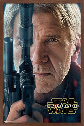 Poster Star Wars Le Réveil de la Force sous cadre acajou 37x56 cm
