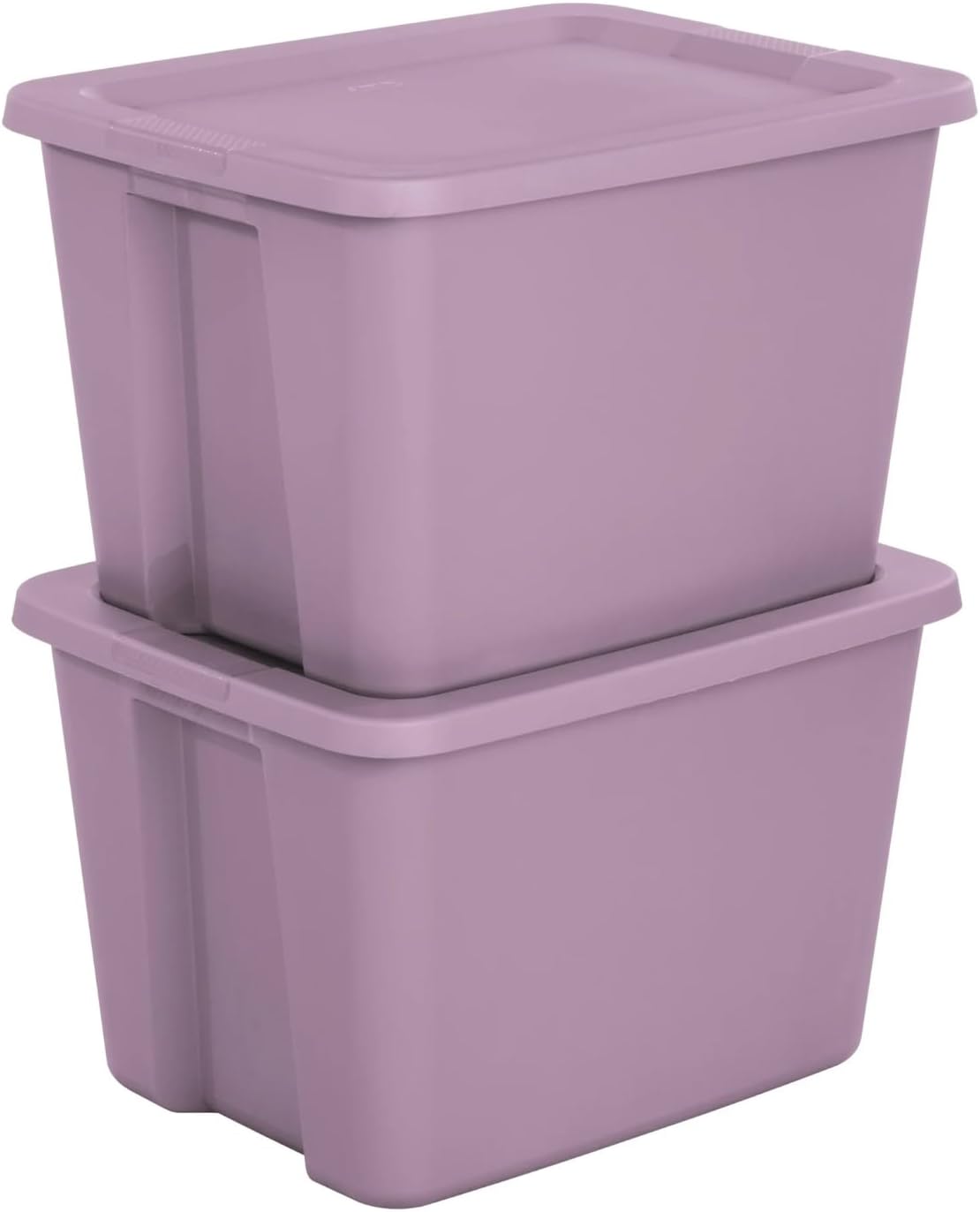 Purple 8-Pack 18 Gallon Plastic Storage Bins with Snap-On Lids, Stackable Lidded Containers with Comfortable Integrated Handles for Camping Gear, Sports Equipment, Tools, Blankets & Sleeping Bags