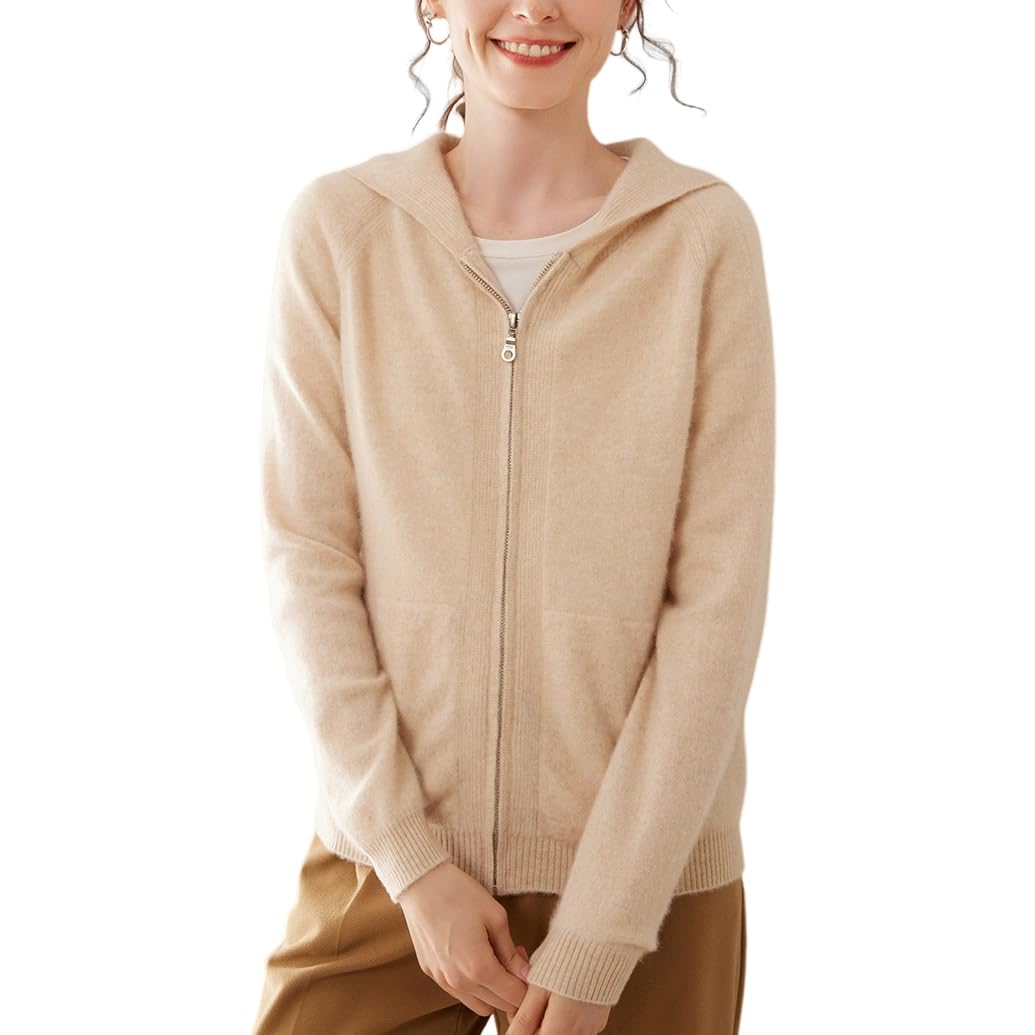 E-girl Damen Langarm Kaschmir Strickjacke mit Kapuze,EU 34-42