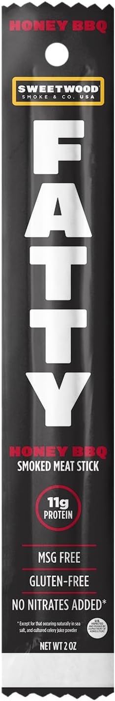 Meat Sticks, Made with Grass Fed Beef, Pork Raised Without Antibiotics, 12g Protein Per Stick, Honey BBQ, 2 oz.