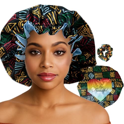 Discover premium african double layer silk satin bonnets designed for hair protection, moisture retention, and all-night comfort with xl scrunchie