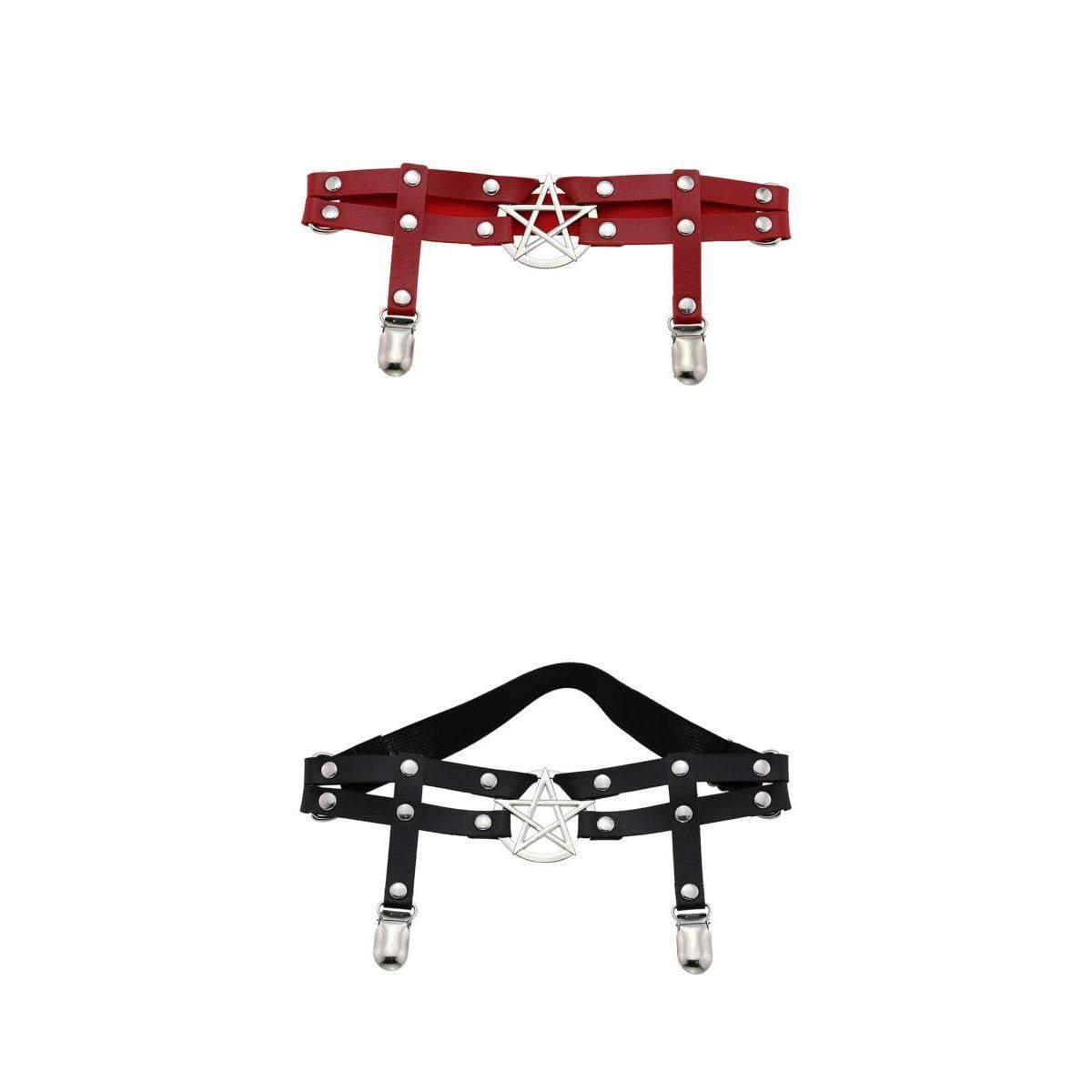 2Pcs Women Leg Garter Belt Adjustable Thigh Suspender PU Leather Leg Rings-image-47