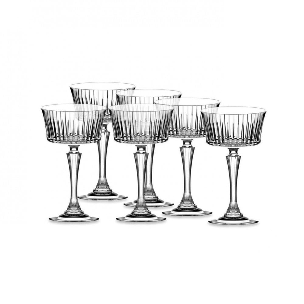 RCR Timeless 1580-1095 Copa Champagne, Juego de seis copas 270 Ml aprox Cristal Templado con Relieve Atemporal