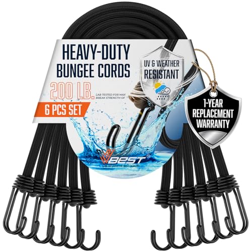 VBEST 24 Inch Bungee Cords with Hooks - 6Pcs Bungie Set Heavy Duty Outdoor