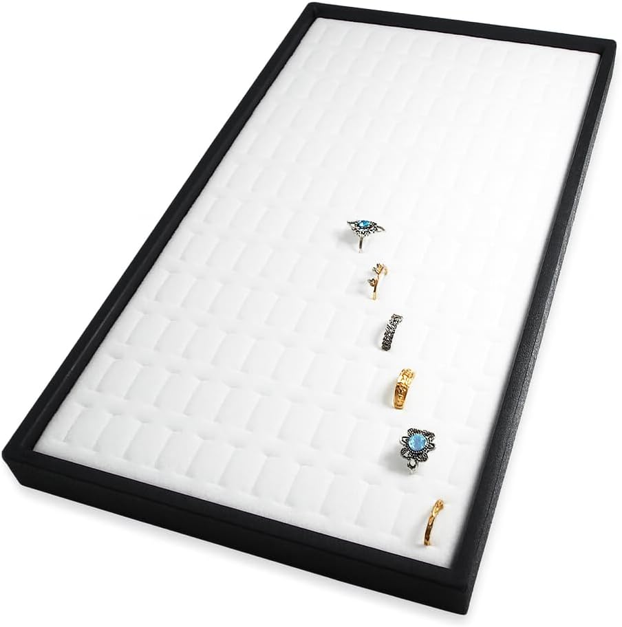 144 Foam Insert Ring Display Tray (Black Tray, White Foam) - 3 Pack (14 ¾” x 8 ¼” x 1”) – Merchandising/ Jewelry Display/ Organizer/ Multi Purpose Tray