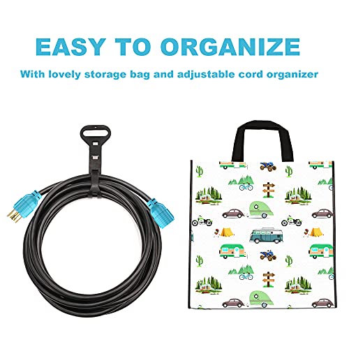 Circlecord 4 Prong 25 Feet 30 Amp Generator Cord And Inlet Box, Heavy Duty Nema L14-30P/L14-30R, 125/250V 7500W 10 Gauge Sjtw Generator To House Power Cord With Cord Organizer #TOP7