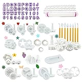 moldes para hacer letras con fondant ✿ Cortador de flores: el juego de herramientas de fondant contiene 111 herramientas de fondant, incluyendo casi todos los moldes de decoración de tartas estándar. Se trata de números, letras, flores, números, símbolos, etc. Perfecto para fondant, decoración de tartas fondant, decoración de tartas, mazapán, etc.