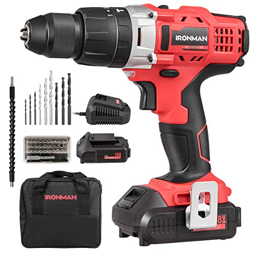 70% Off Discount Goplus Cordless Drill, 18V 1/2'' Compact Drill/Driver Kit, 2-Speed Electric Drill, 16+1+1 Clutch, 390 In-lb Torque, 2×2000mAh Lithium Ion Batteries, Fast Charger, Built-in LED