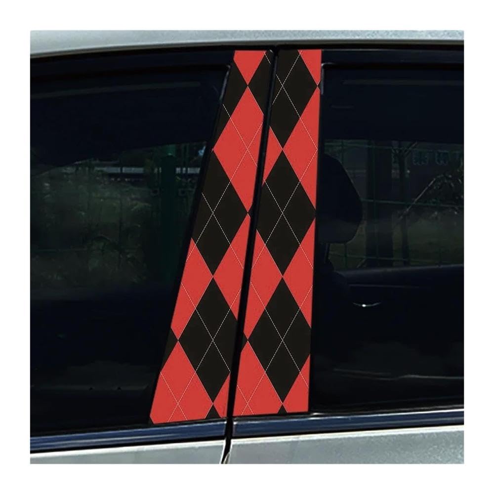 Body Parts 2pcs Auto Door Pillar Decals Red Black Honeycomb 3D Waterproof Car Center Column Stickers(C)