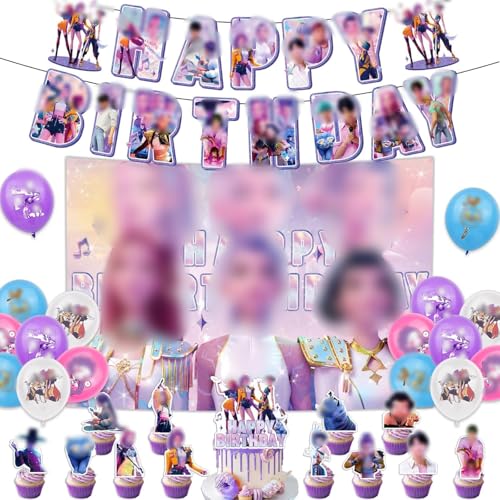 Birthday Party Decorations Dem-ons H_Hunters Party Supplies Include Happy Birthday Banners, Cupcake Toppers, Balloons for Boys Girls Party Decoration