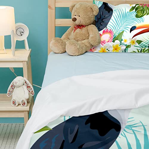 Housse de couette toucan et parure de lit double douce tropicale - 5