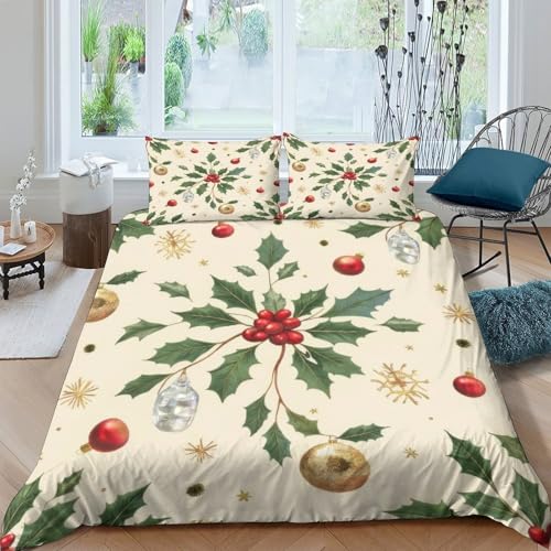 Parure de lit Noël 260x220cm avec fermeture éclair robuste en microfibre légère - 4