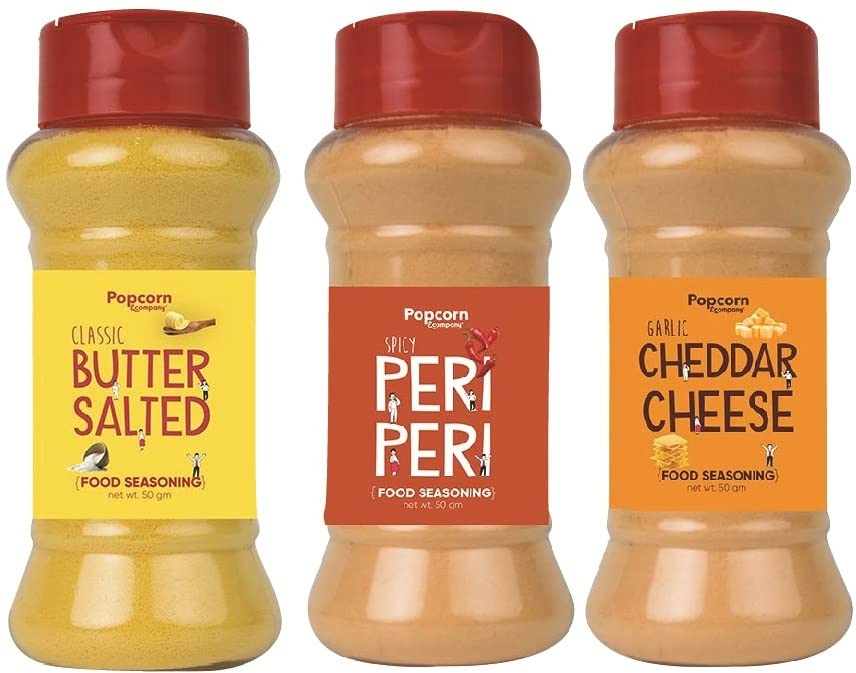 Classic Butter Salted, Peri Peri, Cheddar Cheese Instant Seasoning Mix Combo Pack of 3 -Unique Blend of Spices and Herbs for carbs - 200gm By Popcorn & Company (B0BSXJLM3M) Amazon Price History, Amazon Price Tracker