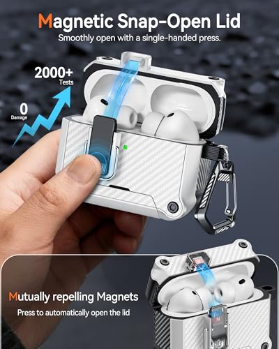 Image of Dual Safety Lock for AirPods Pro 3 Case 2025, Compatible with MagSafe - Designed with Automatic Switch and Phone Stand, Includes a Cleaner & Keychain - Rugged Tough Hard Shell