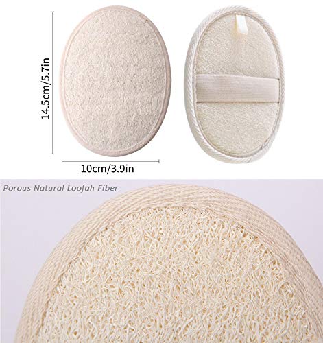 2 Pack Loofah Sponge Pads, Natural Luffa and Terry Cloth Exfoliating Loofa Sponge Scrubber Brush for Spa, Bathing and Shower