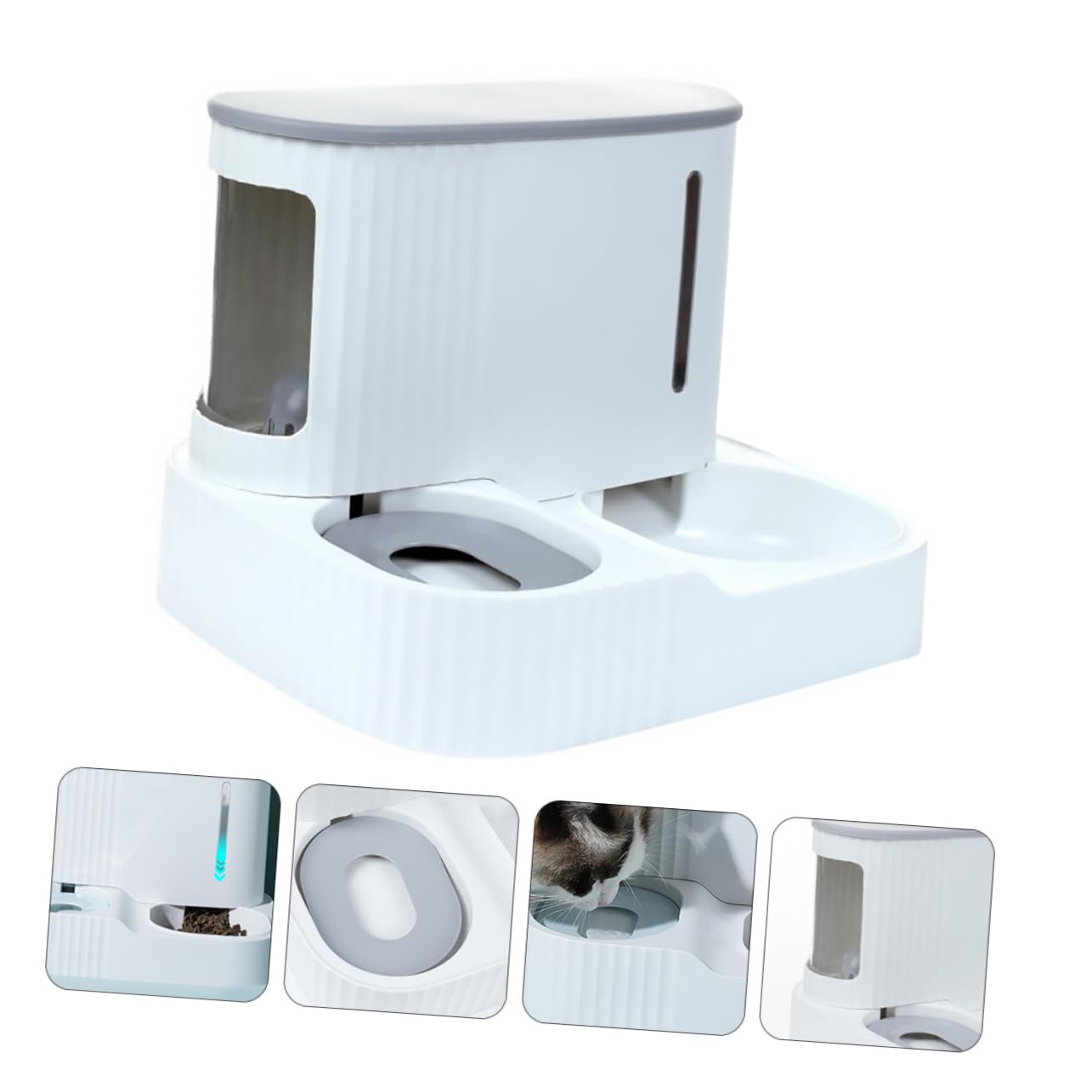 Amosfun Automatischer Zufällige Hunde Wasserspender Futter und Schwerkraftprinzip 3l Futterbehälter 0,85l Wassertank Sichtfenster Farbe Katzen