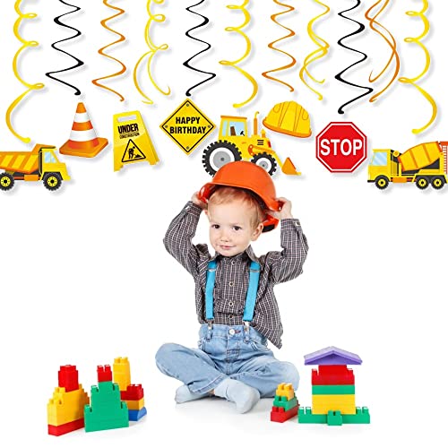 Kristin Paradise 30Ct Construction Hanging Swirl Decorations, Construction Trucks Birthday Theme Streamers, Traffic Zone Party Supplies, Kids Boy Toddler First Favors, Stop Sign Worker Decor - image 5
