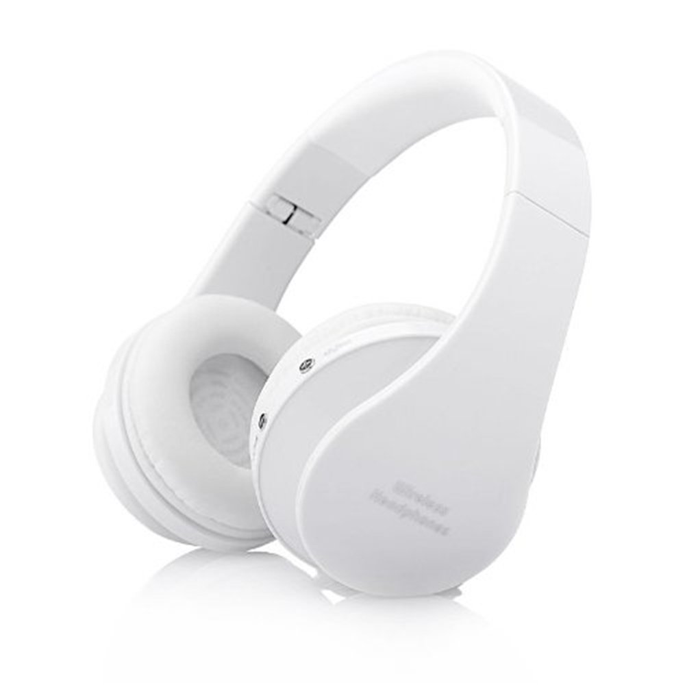 Techcode?Foldable Wireless Bluetooth Stereo Headset Handsfree USB Rechargeable Headphones Mic for iPhone iPad PC Samsung Galaxy HTC (white-blue) ¡­