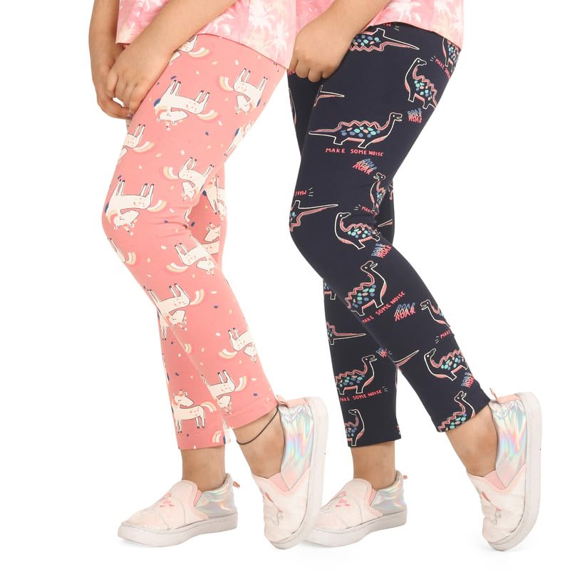 Girls Cotton Printed Non-Transparent Regular Fit Ankle Length Leggings