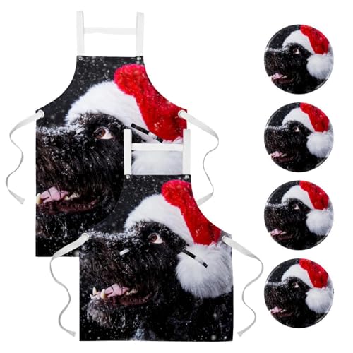 Tablier de cuisine chien des neiges d'hiver avec 4 broches incluses