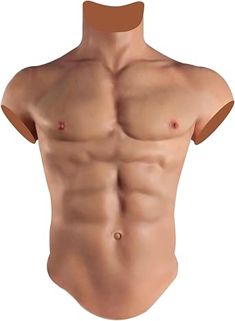 Realistic Fake Silicone Muscle High Collar Chest Costume for Cosplay Makeup Halloween Props Male Shaper Stronger