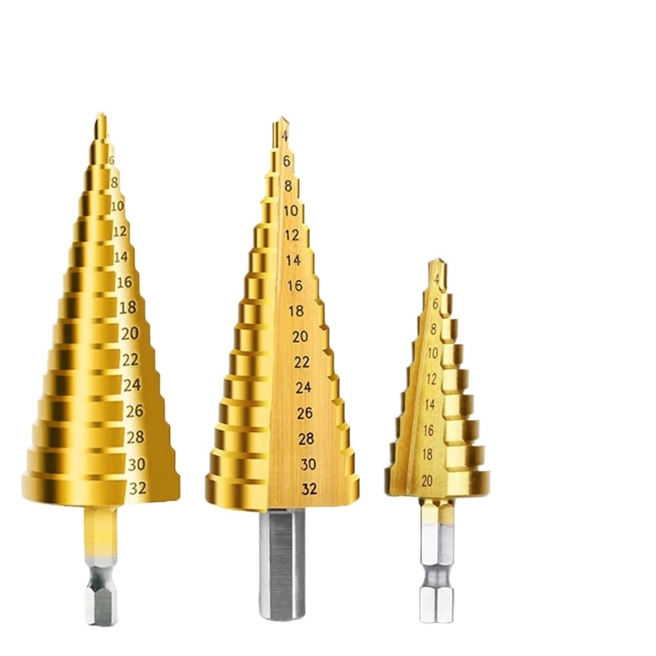 Juego de brocas escalonadas HSS de 3-12mm, 4-12mm, 4-20mm, cortador de agujeros de Metal y madera, juego de brocas de núcleo(4-32mm Triangle)