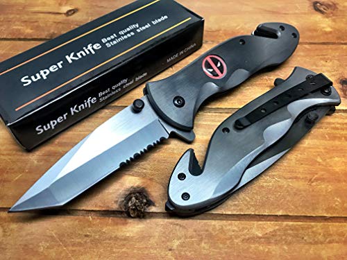 Deadpool Spring Assisted Pocket Knife, Folding Pocket Knife 8.5" Length, Stainless Steel Tactical