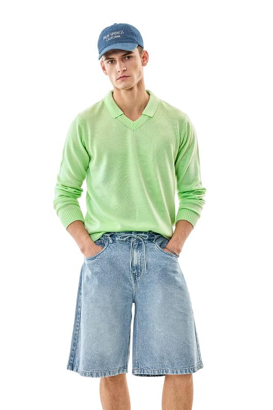snitch Men's Sweater | V-Neck & Drop Shoulder Design | 100% Cotton Fabric with Ribbed Detailing | Lightweight & Breathable Knitwear for Casual Outings & Layering-picture-47