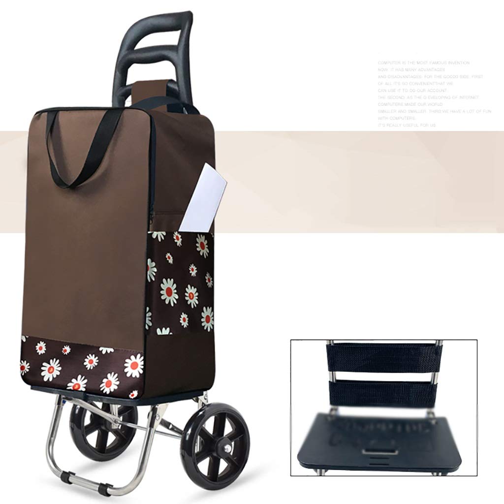 Chariot d'achat pliable pour soulager le dos avec sac de course amovible 40L
