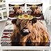 AILONEN Highland Cow Fitted Sheet Set Full Size,Bull Cattle Yak Printed Bed Sheet Set,Boho Aztec Cowhide Pattern Sheet for Boys Adults, 1 Fitted Sheet and 2 Pillowcases,3 Pieces
