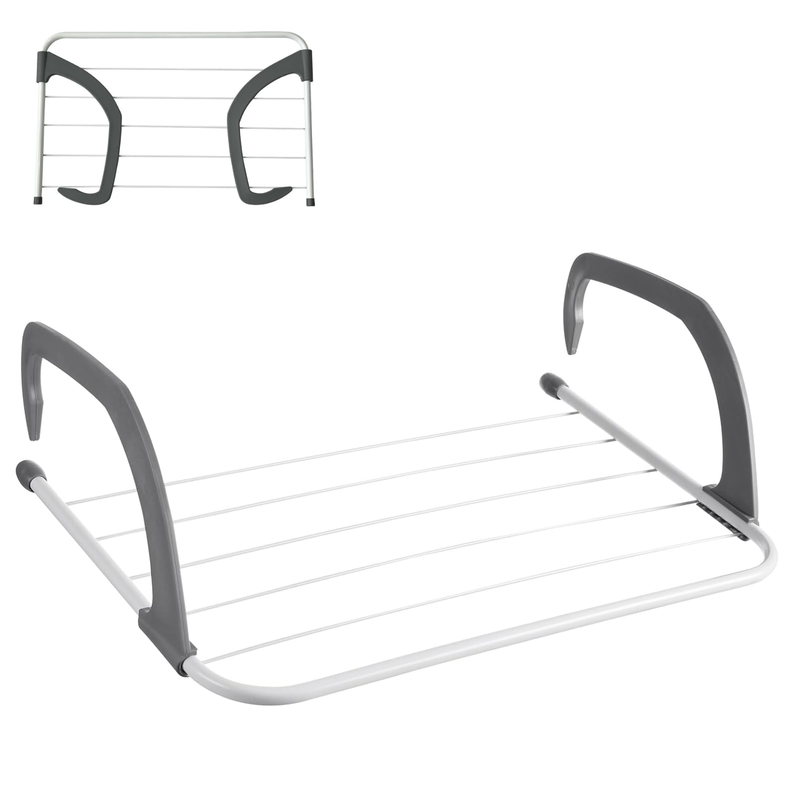 Caprican White 5 Bar Radiator Airer – Over Radiator Clothes Drying Rack With Adjustable Arms – Foldable Indoor Laundry Dryer & Towel Rack – Compact Space-Saving Airer For Radiators, Doors & Bathtubs (1)