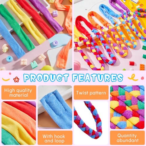 Image of Henoyso 12 Pack Sensory Chew Necklaces Kids Soft Terry Cloth Oral Motor Teething Toys for Boys Girls, Reusable Chewy Jewelry for Focusing & Calming(Mixed Style,Vivid Color)