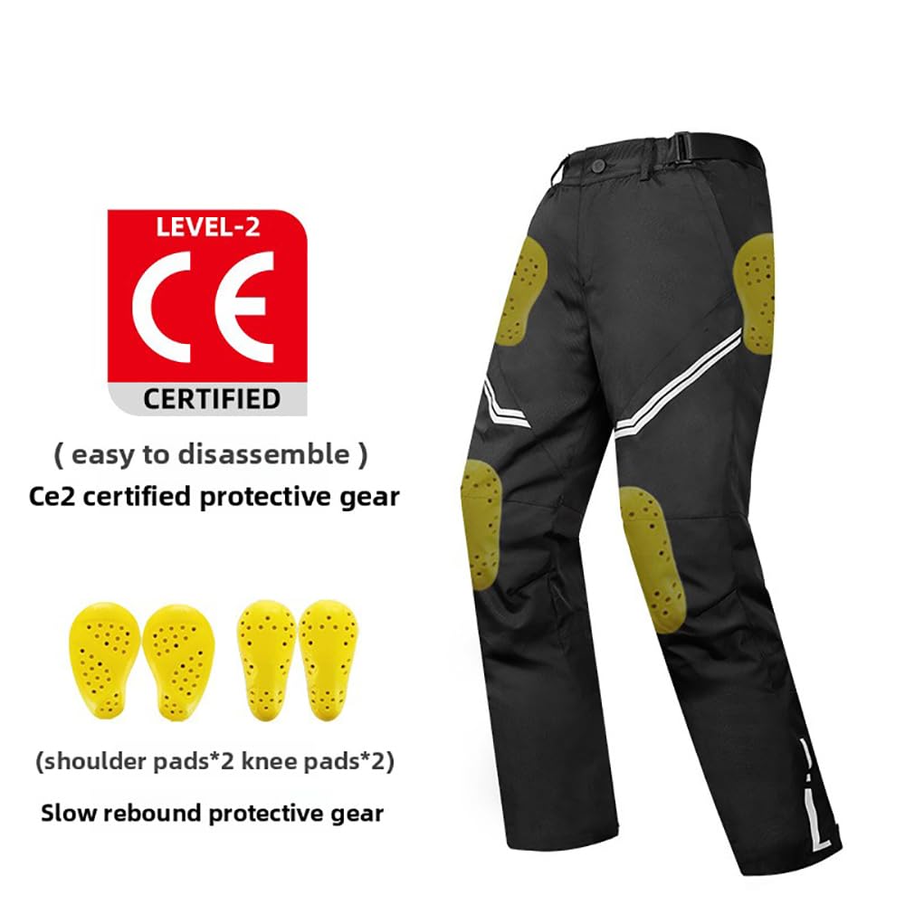 Pantalon De Moto Imperméable Avec Protections Ce Pour Femmes Et Hommes Pantalon De Motos Renforcé Pour Motards ÉQuipement De Protection Pour La Moto,Black-3XL