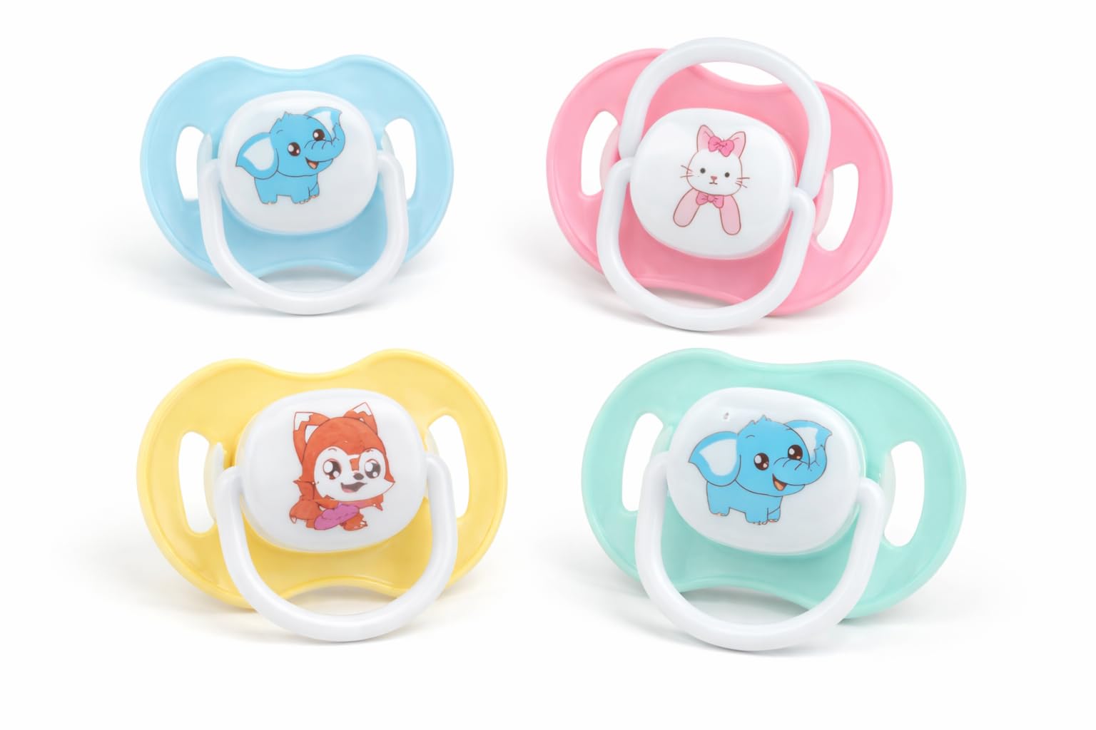 KALRA MAGIC® Design Pack of 4 Cute Baby Pacifiers – BPA-Free Silicone Soothers with Animal Print for Newborns & Infants Multi Color (Pacifier 4)-image-19