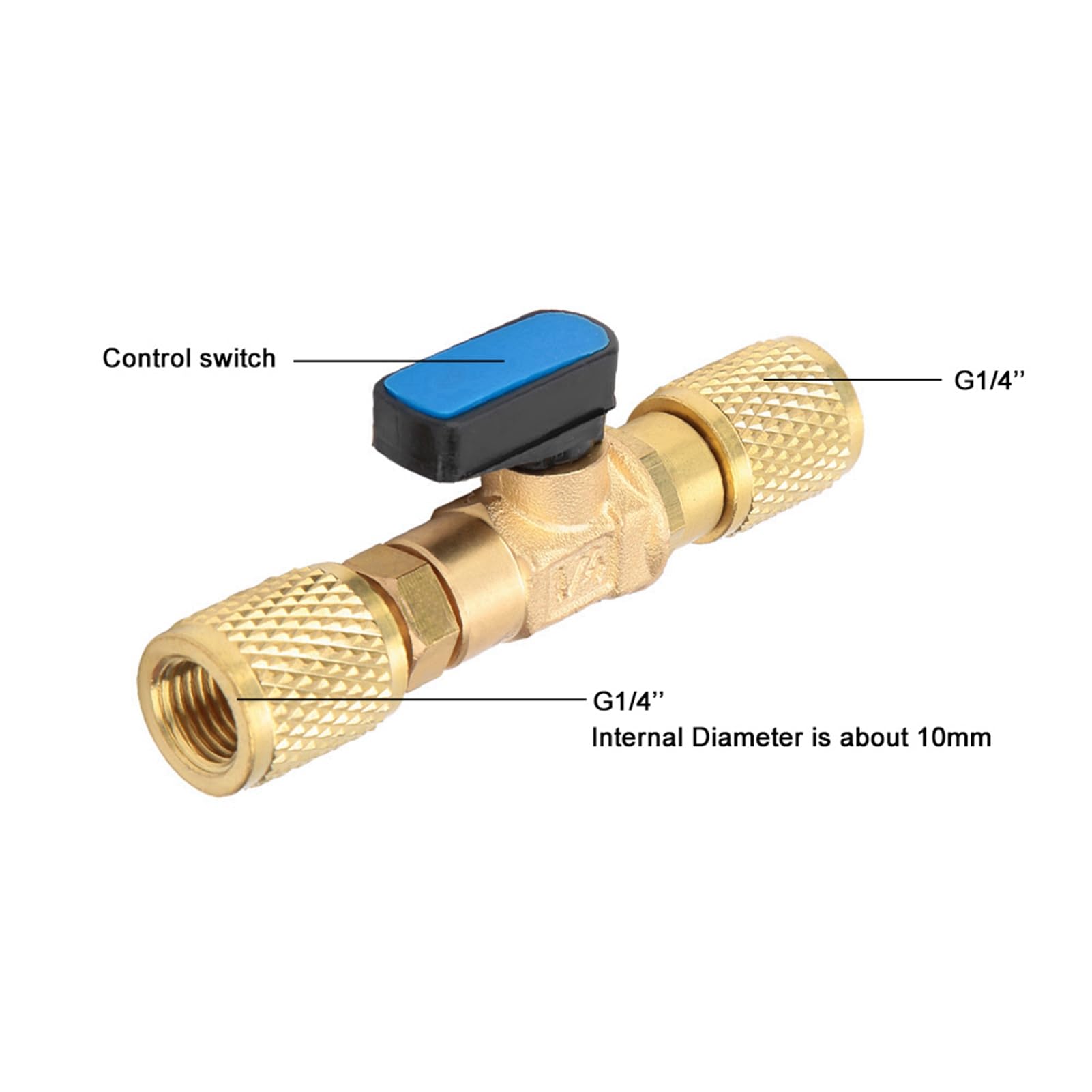 Adaptador de Válvula de Bola de Refrigeración de Latón G1/4 - Resistencia Duradera y de Alta Presión - para Aire Acondicionado Doméstico y Automotriz Hecho de Latón Fino