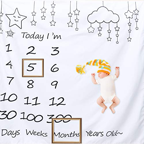 KESYOO BebÃª Mensal Marco MiliÃ¡rio AlgodÃ£o Estrela Nuvem MemÃ³ria Semanal Fotografia Pano de Fundo