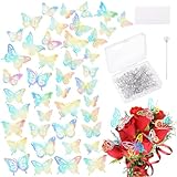 AHANDMAKER 172 Stück Blumenstrauß Zubehör. 100 x Blumenstrauß Anstecknadeln Und 72 x 3D Schmetterlings Wanddekoration Für Muttertag Valentinstag Hochzeit Geburtstag Party Zubehör.