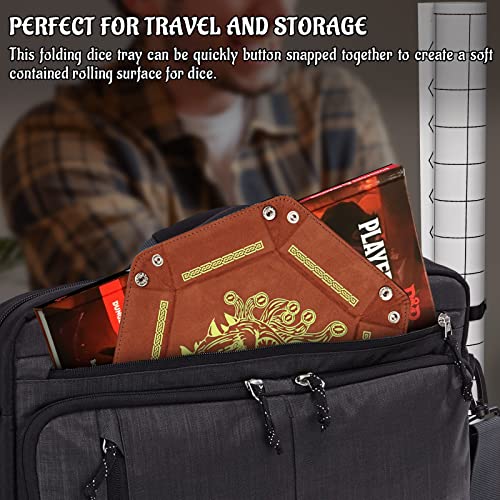 D&D Dice Tray Pu Leather Hexagon Dice Holder Printed With Beholder Portable And Foldable Dice Rolling Mat For Board Game And Tabletop Rpg (Style B) #TOP3