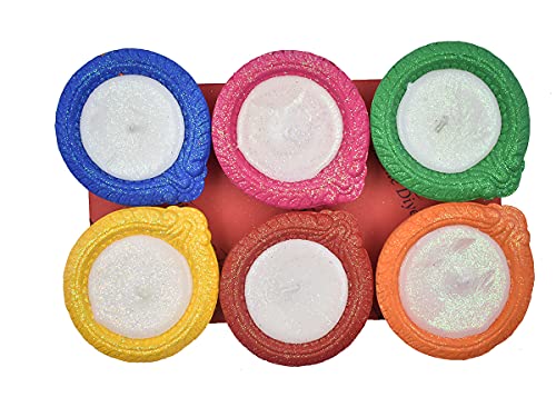 STORE INDYA Set of 6 Diwali Diyas for Outdoor Lights and Decoration | Decorative Handmade Terracotta Clay Diya |Tea Light Holder Deepavali Dia with Greeting Card | Diwali Gift Items