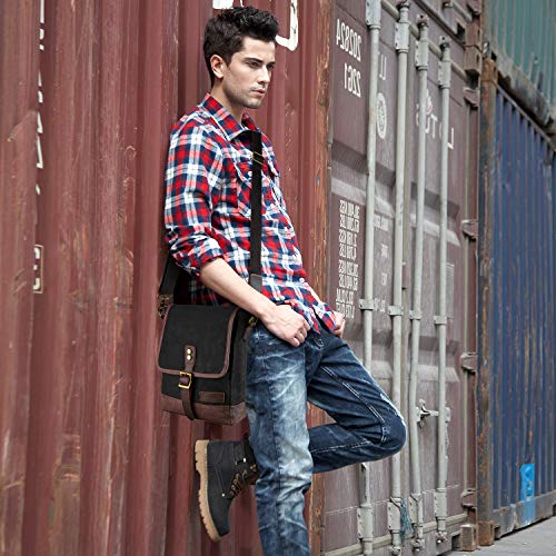 Shangri-La Small Messenger Bag For Men And Women Waxed Canvas Purse Waterproof Crossbody Shoulder Satchel Bag Sling Pack - Black #TOP4
