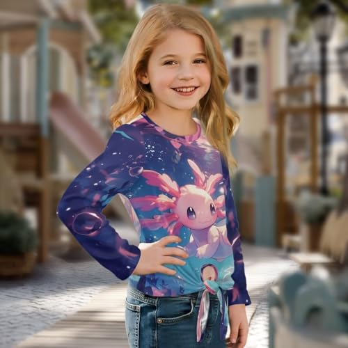Belidome Girls Fall Shirt Size 5-12 Kids Long Sleeve Shirts with Tie Knot Cute Graphic Tee Tops Casual Crewneck Tshirts3