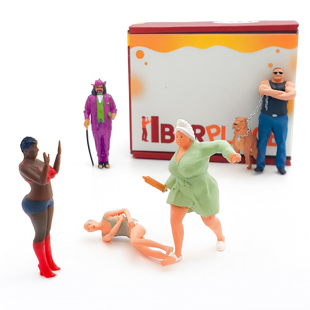 40035 zestaw figurek G 1:22,5 do modelu kolejki ogrodowej Diorama - postacie modelarskie, miniaturowe postacie, ludzie, humorystyczne życie nocne z drzwiami, pies