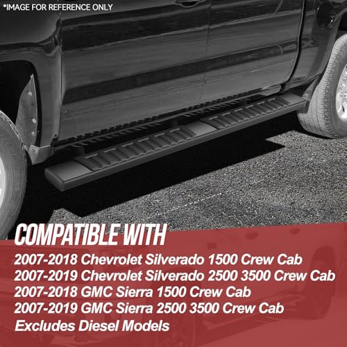Estribos laterales 6" aluminio negro compatibles con Chevy GMC 2007-2019 miniatura 7