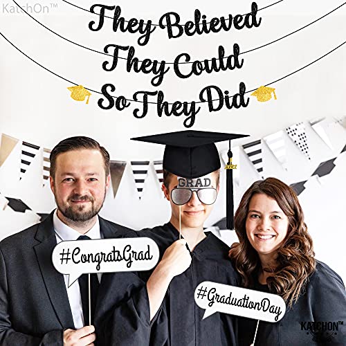 Image of KatchOn, They Believed They Could So They Did Banner - Glitter 10 Feet, No DIY | Graduation Decorations 2026, Congratulations Banner | Graduation Banner for Class of 2026 Graduation Party Decorations