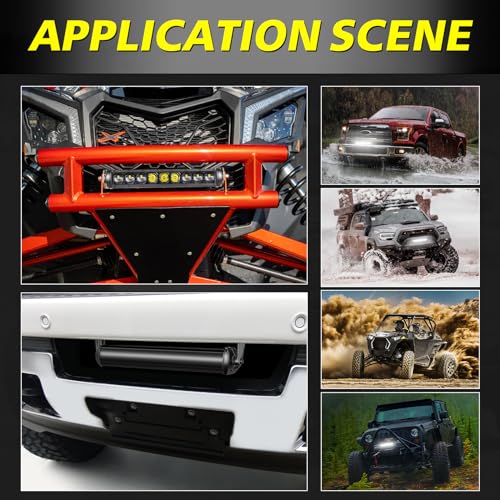 Image of 12 Inch Single Row LED Light Bar w /Wiring Kit & Black Cover | Spot Flood Combo, 63W High Intensity OSRAM LED Off Road Driving Bumper Light Bar for UTV ATV SUV Truck